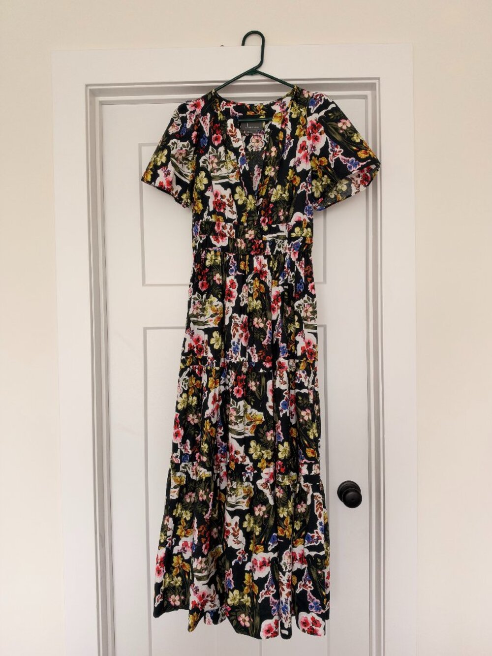 Anthropologie Somerset Black Floral Maxi Dress Size S